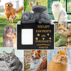 MROUEN pet urn photo-frame-display highlights personalized tribute option.