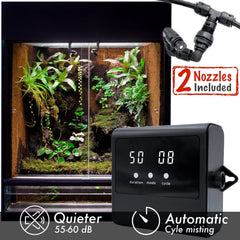 MRREPTILE misting system flow drops show even humidity in terrariums