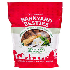 Mrs. Pastures Barnyard Besties treat pack offers tasty rewards for goats, sheep, and horses during training.