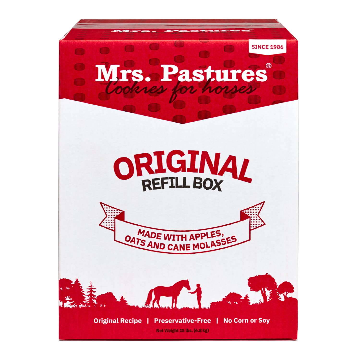 Mrs Pastures box refill 15lb ideal for storage and long-lasting horse treats