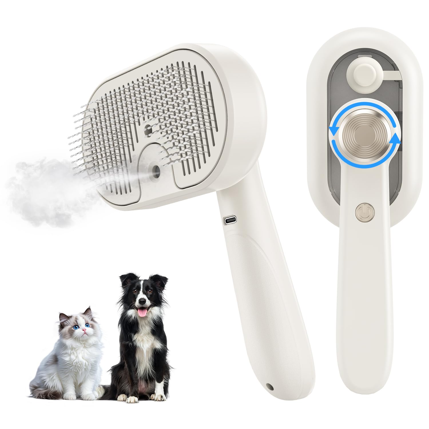 MRSDAYU cat steam brush grooming action reduces shedding while soothing pets.