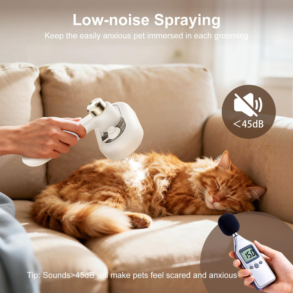 MRSDAYU cat steam brush low-noise design keeps anxious pets relaxed during grooming.