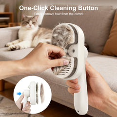 MRSDAYU cat steam brush self-cleaning feature clears fur from bristles quickly.
