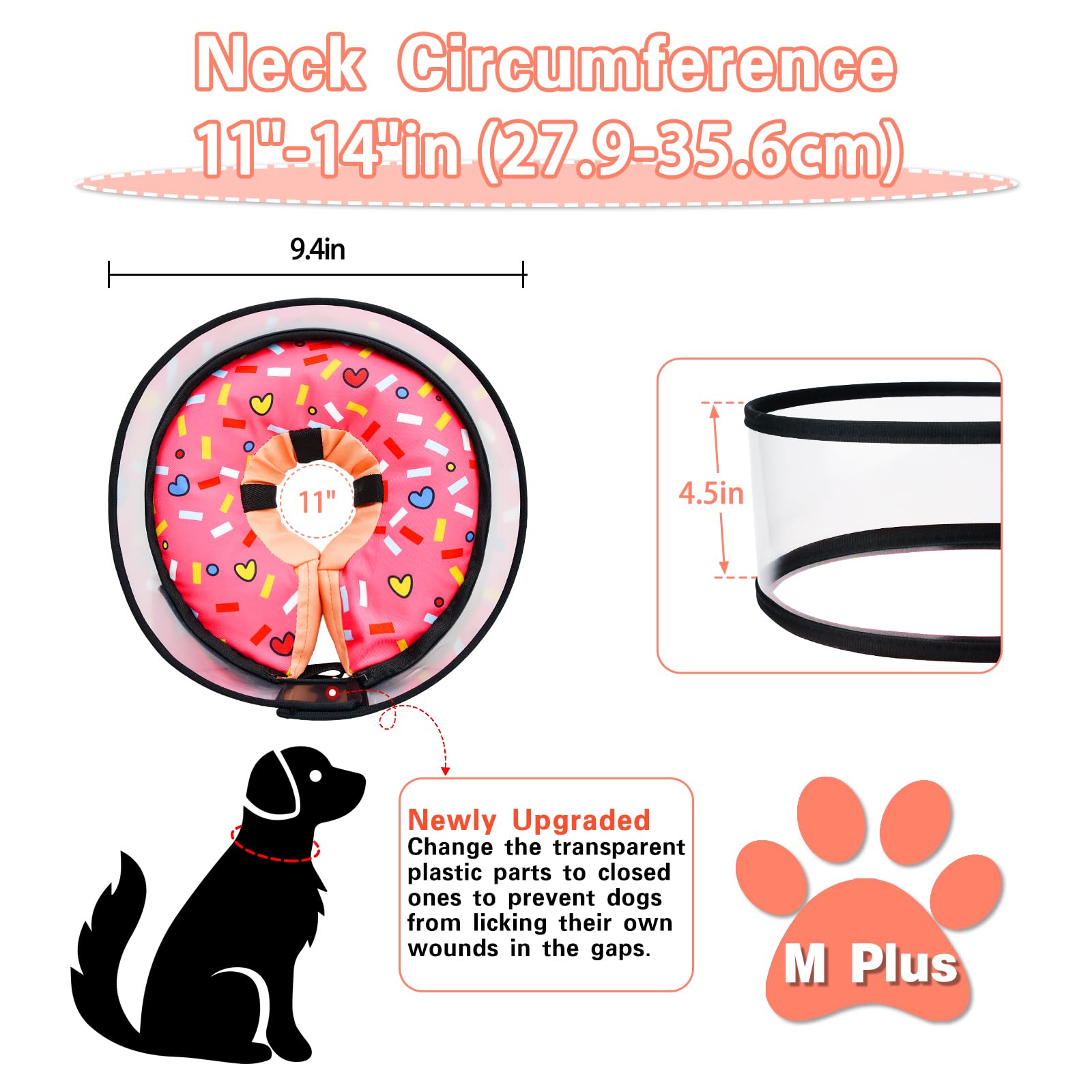 MRSOHRET detachable clear cover on pink cone providing protection while dog moves freely