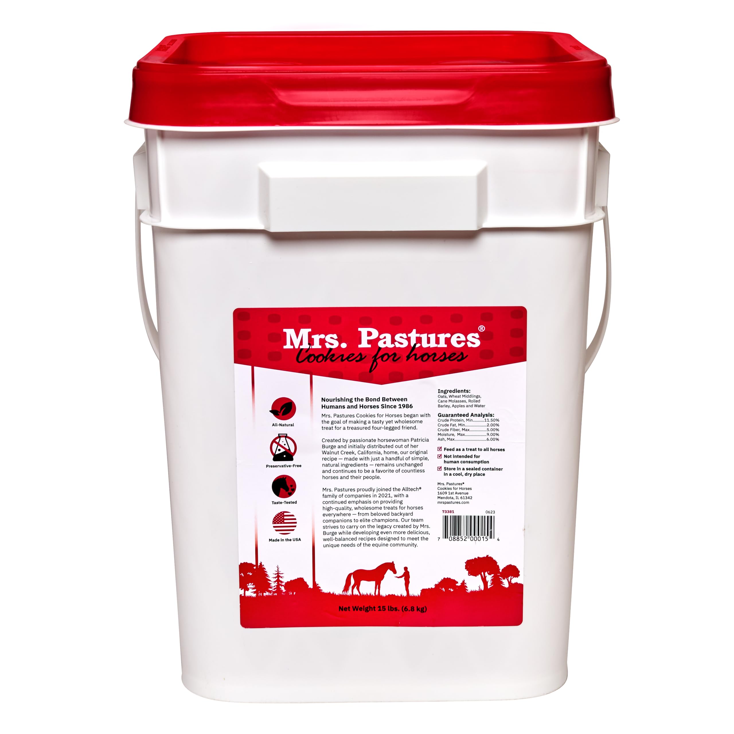 Mrs Pastures cookies for horses—crisp, dehydrated texture that stays fresh in your pocket.