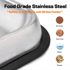 MRTIOO rectangular-design feeder bowl saves corner space and reduces spills.
