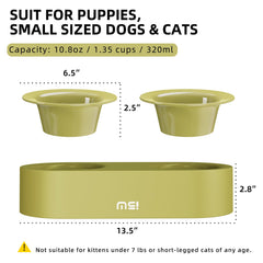 MS Make Sure tilted design reduces neck strain during meals for cats and small dogs.