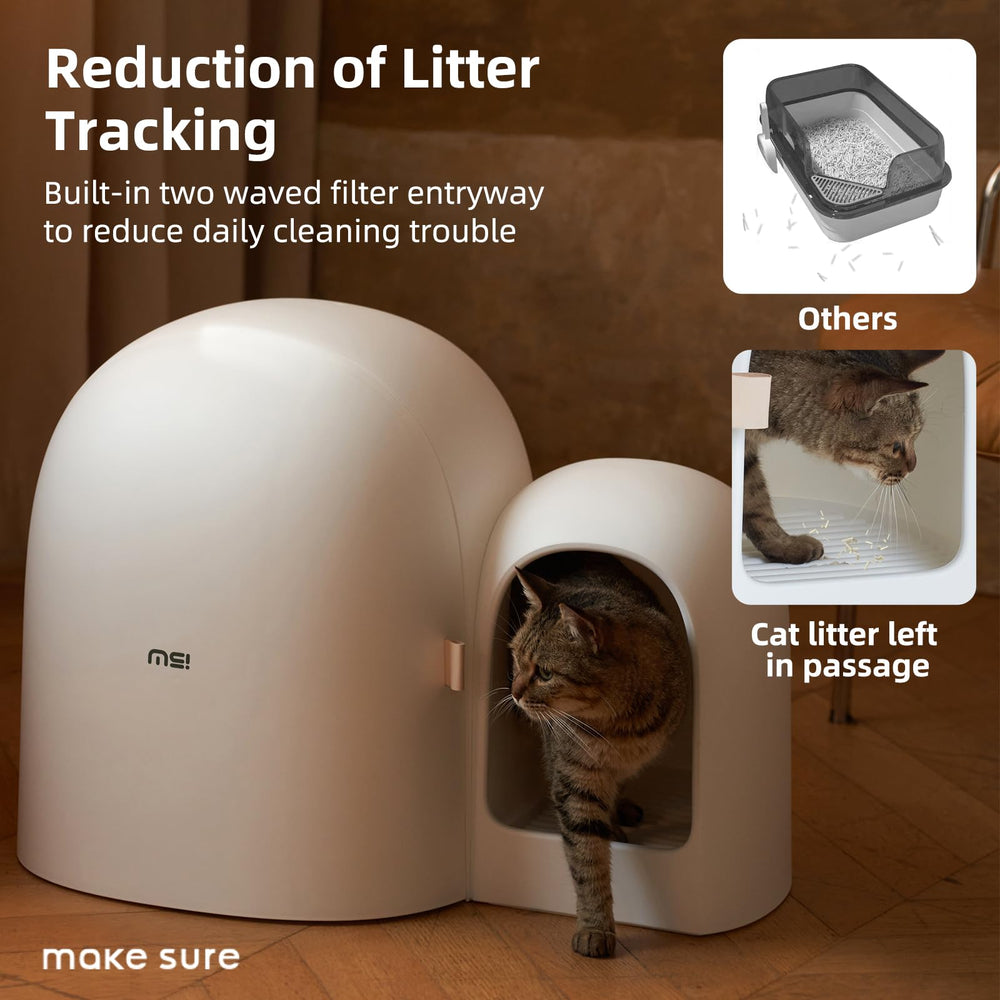 MS!MAKE SURE Snow White cat litter box 26.7 x 19.6 inches for roomy setup.