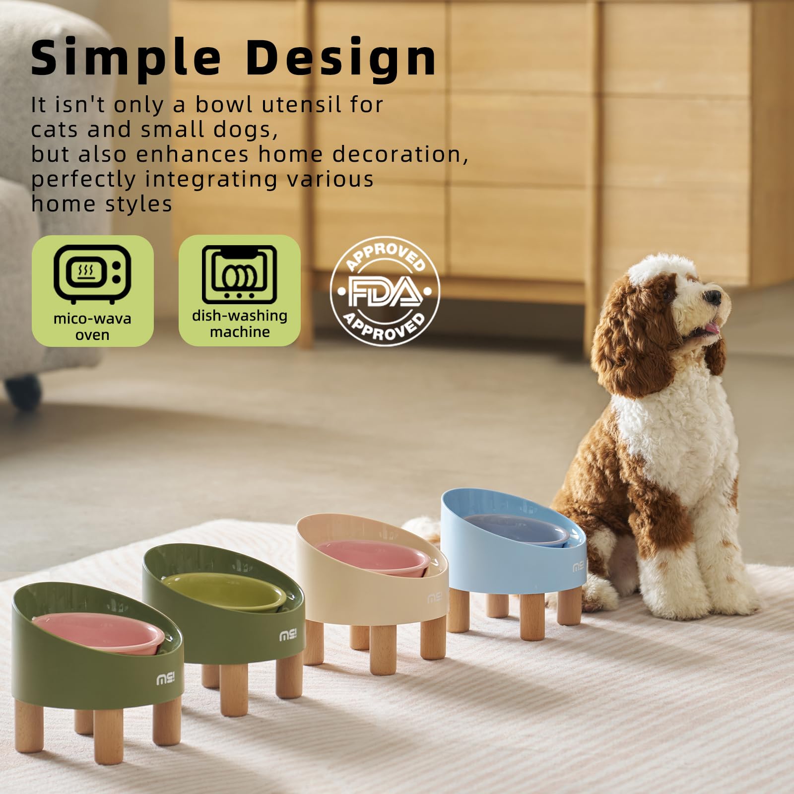 MS!MAKE SURE cat bowls green ceramic close-up highlighting whisker-friendly design.