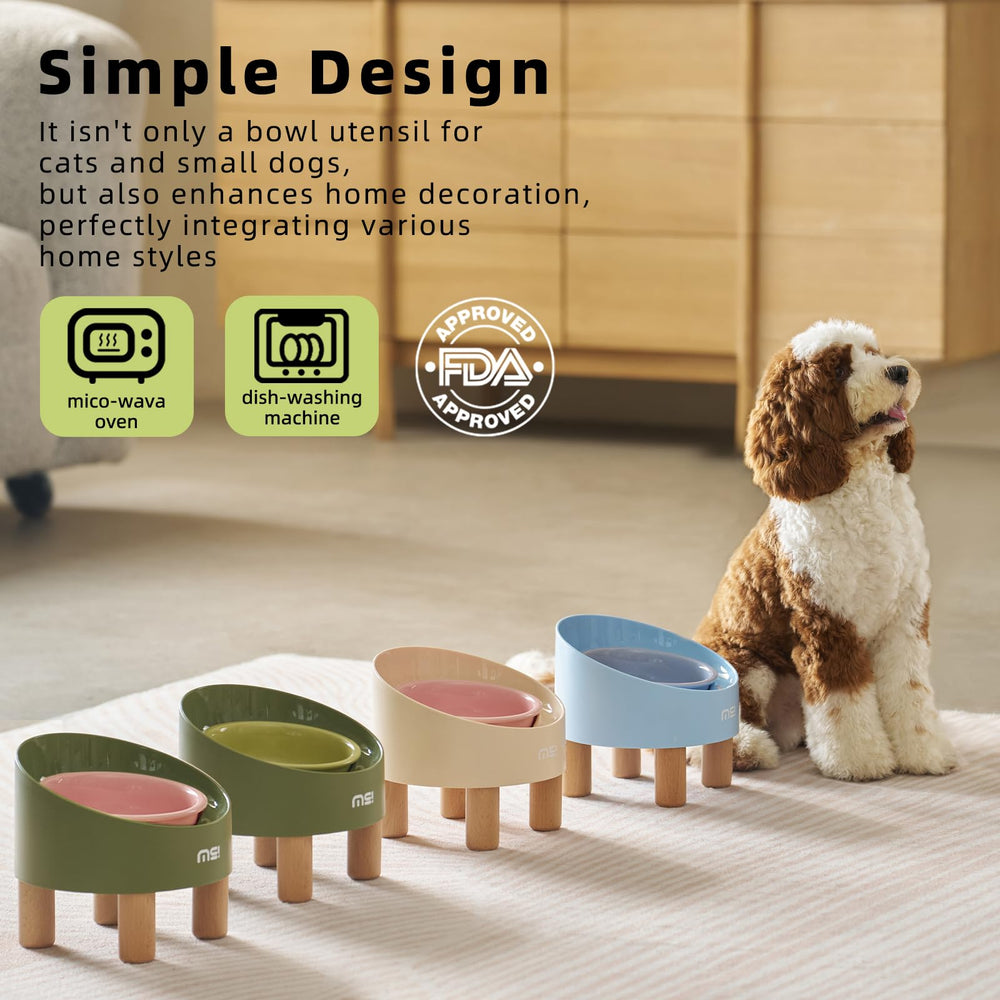 MS!MAKE SURE cat bowls green ceramic close-up highlighting whisker-friendly design.