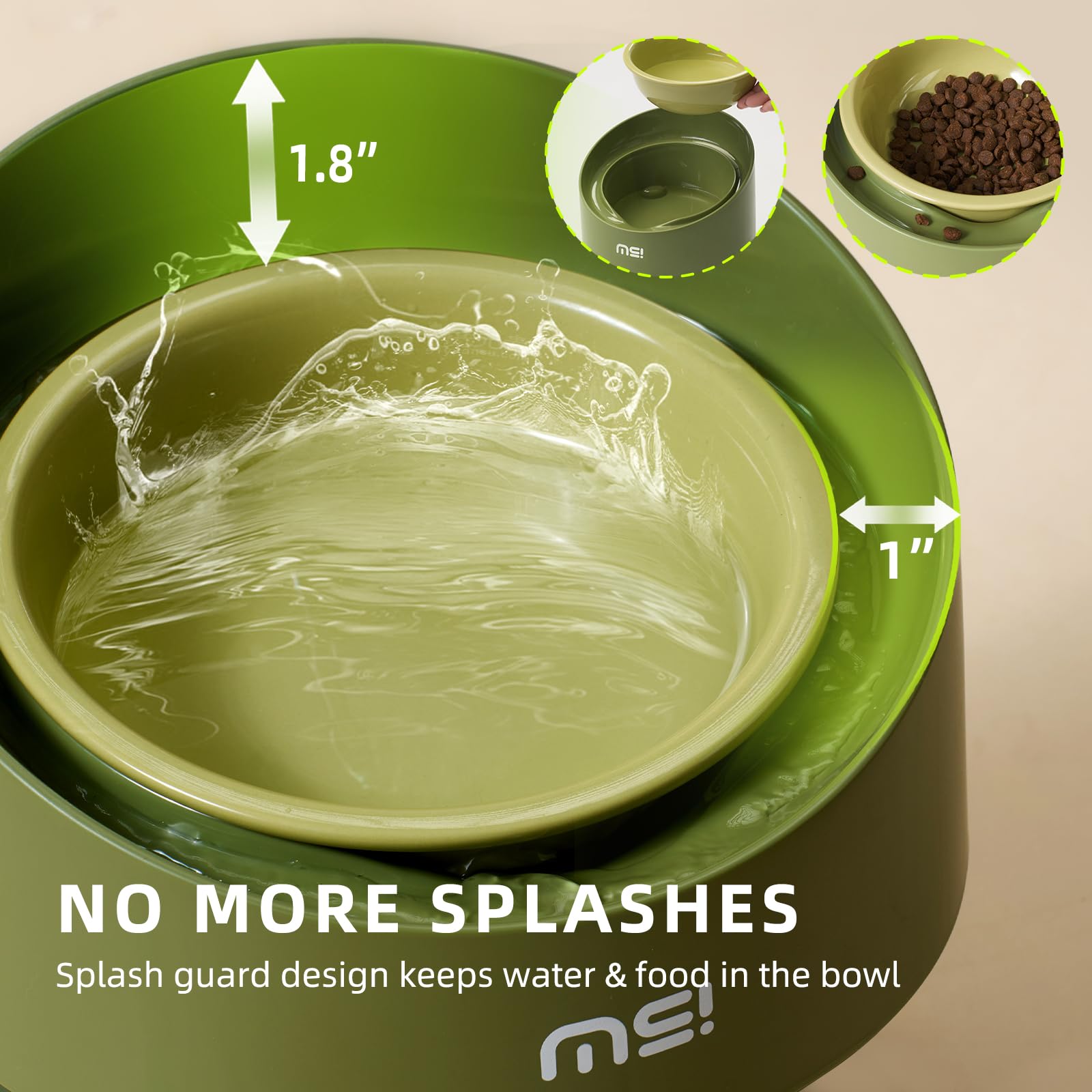 MS!MAKE SURE cat bowls leak-proof design reduces spills during meals.