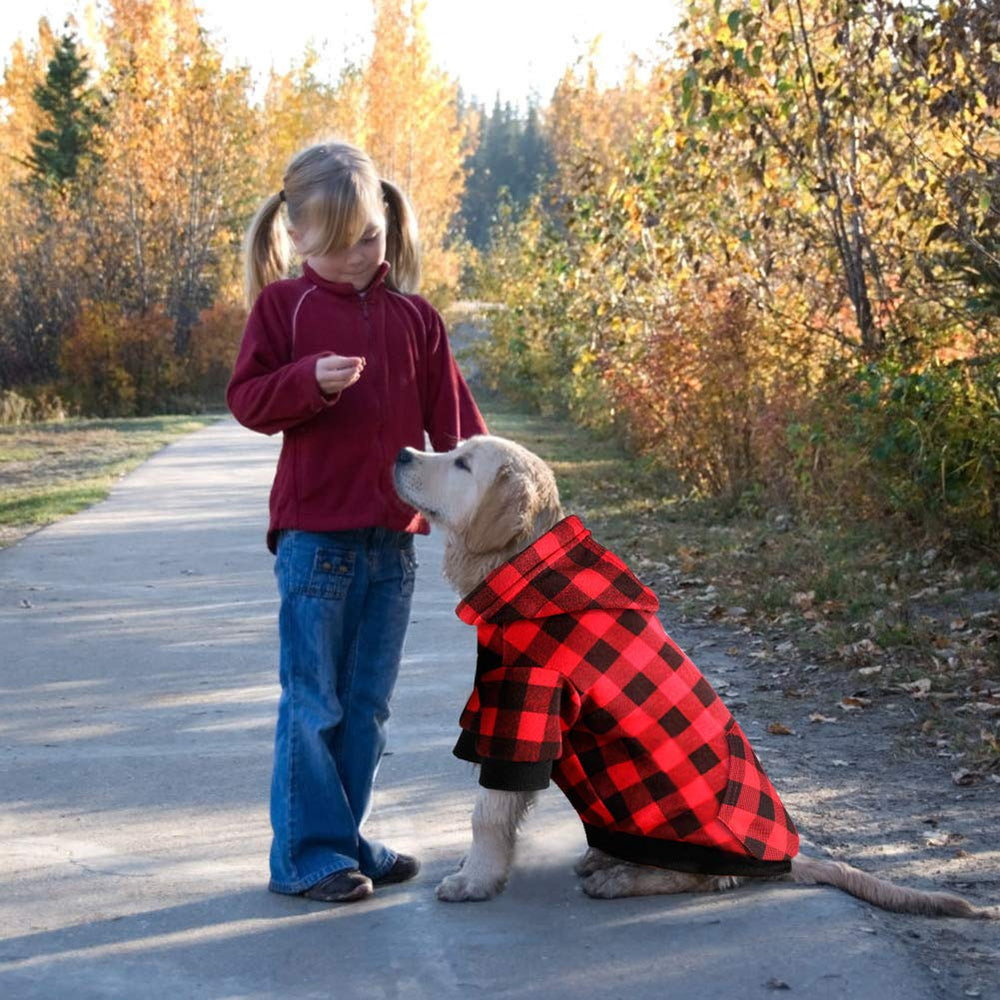Mtliepte prenda tartán rojo para perro, perfecta para salidas diurnas.