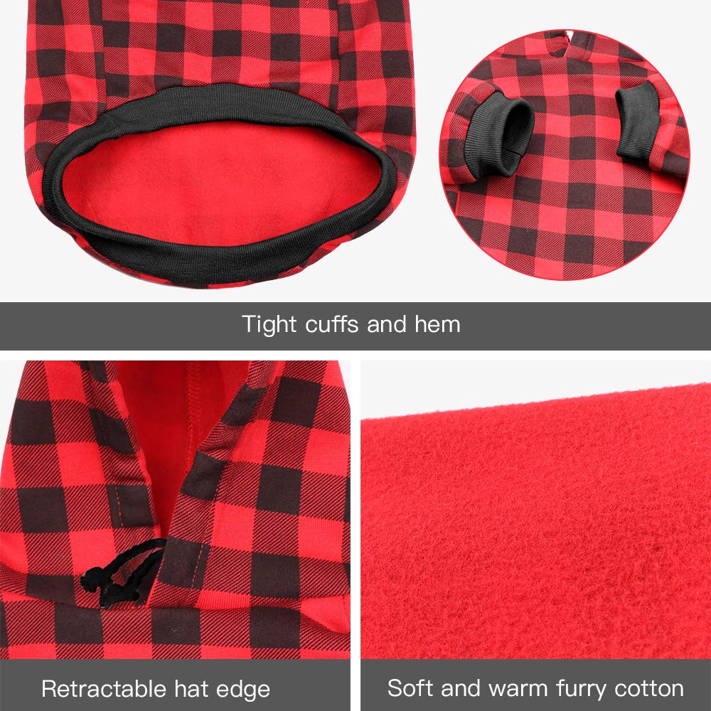 Mtliepte red plaid dog hoodie with hat and pocket adds stylish practicality
