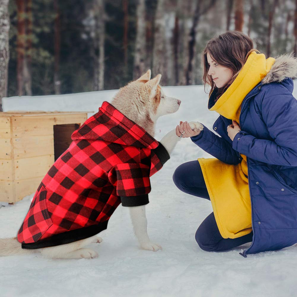Mtliepte red plaid dog hoodie size chart confirms XXL fit