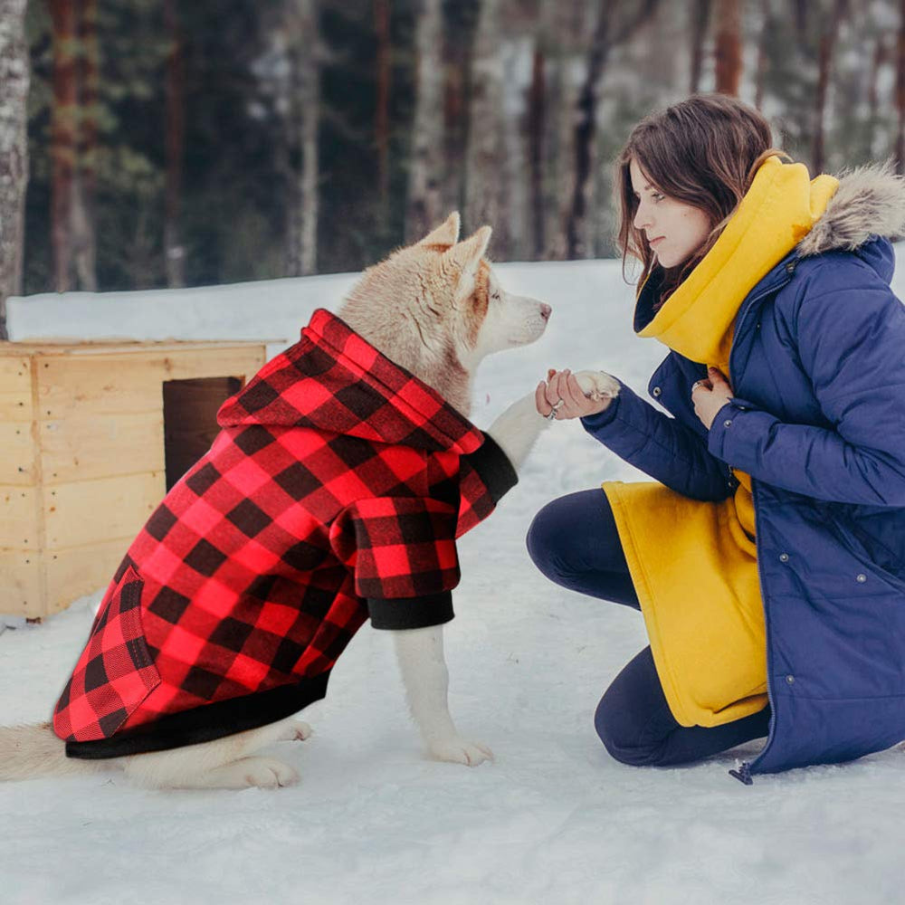 Mtliepte red plaid dog hoodie size chart confirms XXL fit