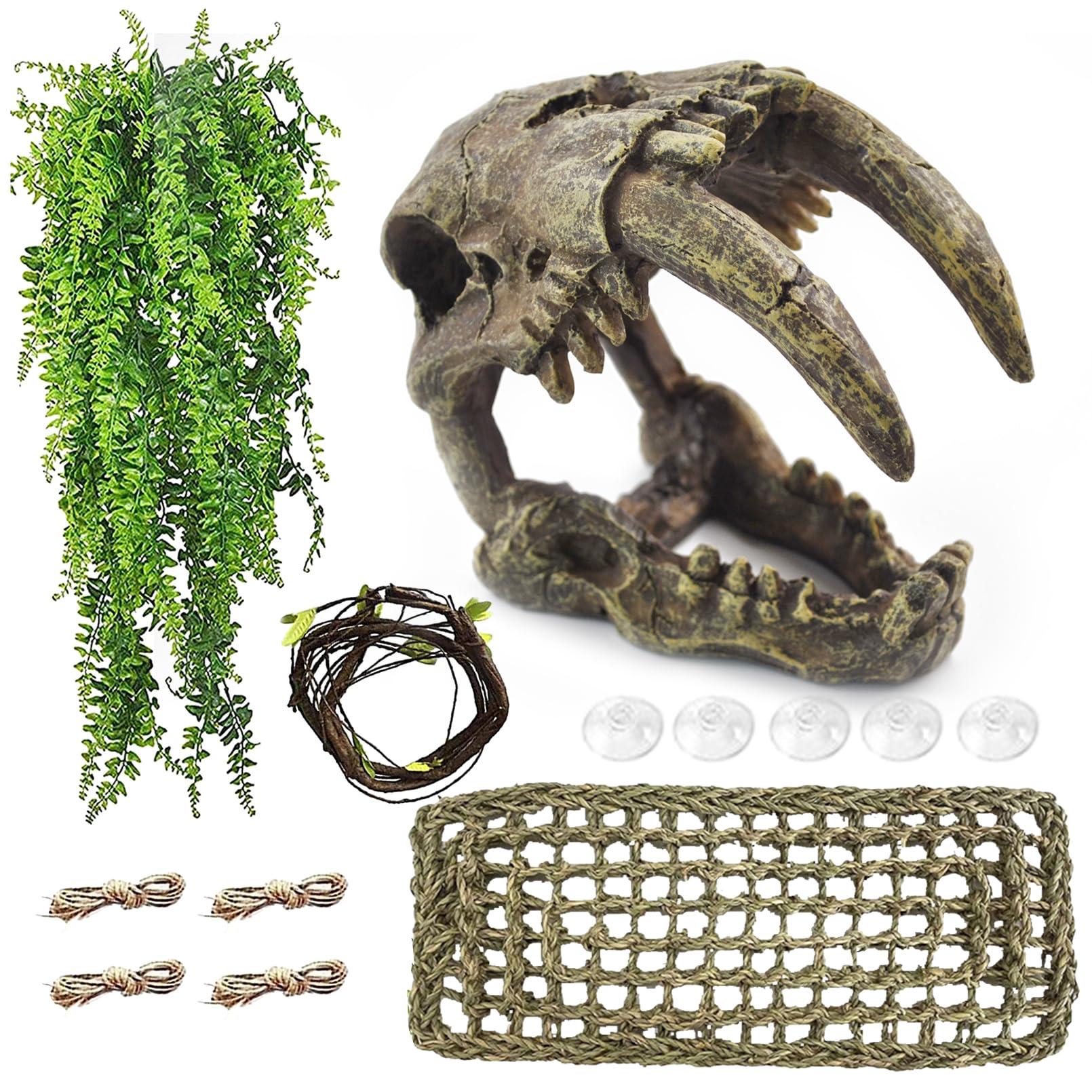 MUYG resin skull habitat hideout provides a realistic terrarium cave for hiding and resting
