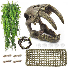 MUYG resin skull habitat hideout provides a realistic terrarium cave for hiding and resting