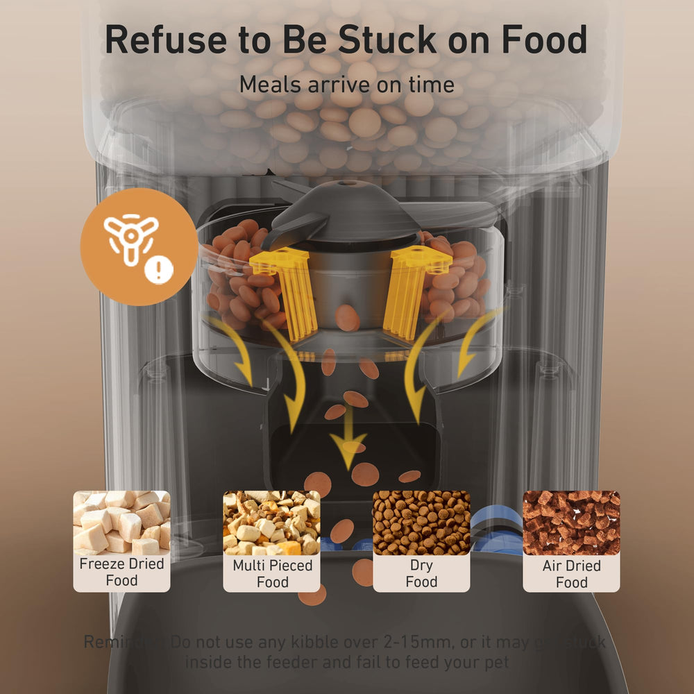 MUBBI triple-lock lid and hopper protect meals from curious paws.
