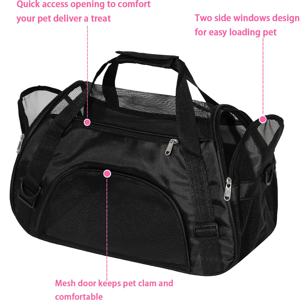 MuchL medium carrier measures 17 by 9 by 10.5 inches for small pets