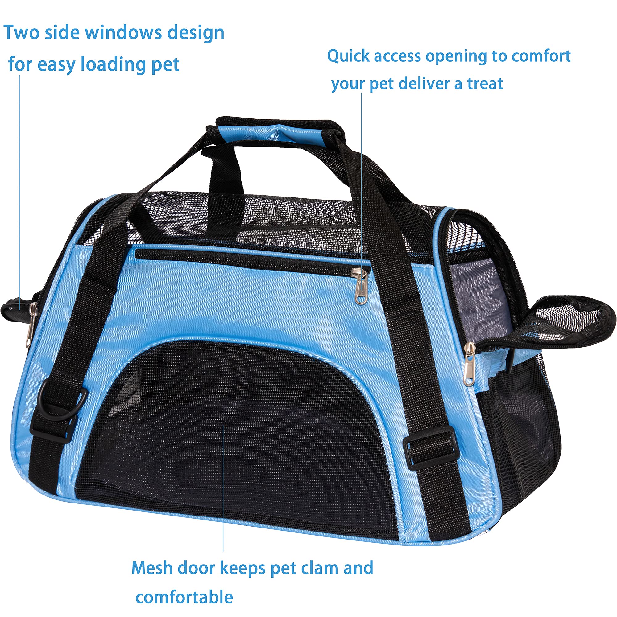 MuchL Pet Carrier medium blue top carry handle offers versatile carrying options