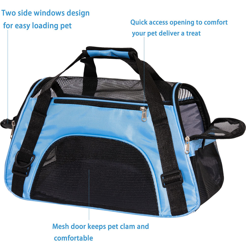 MuchL Pet Carrier medium blue top carry handle offers versatile carrying options