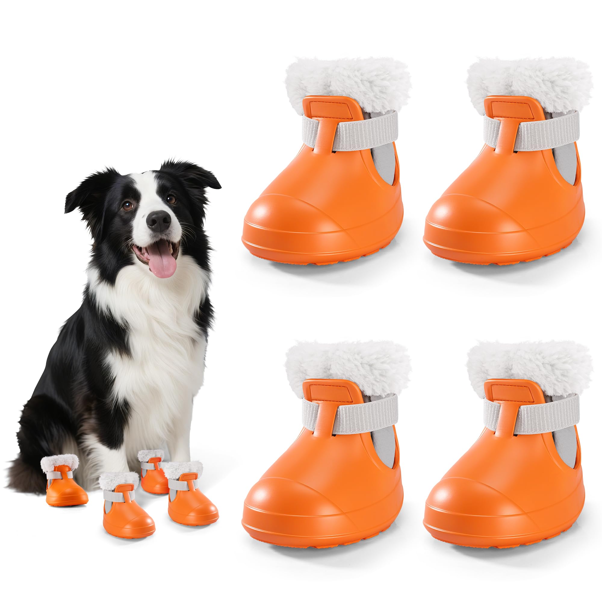 MUFEW dog shoes orange boot on paw for secure fit and paw protection