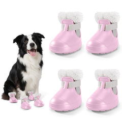 MUFEW pink dog shoes side profile showing protective paw coverage for winter