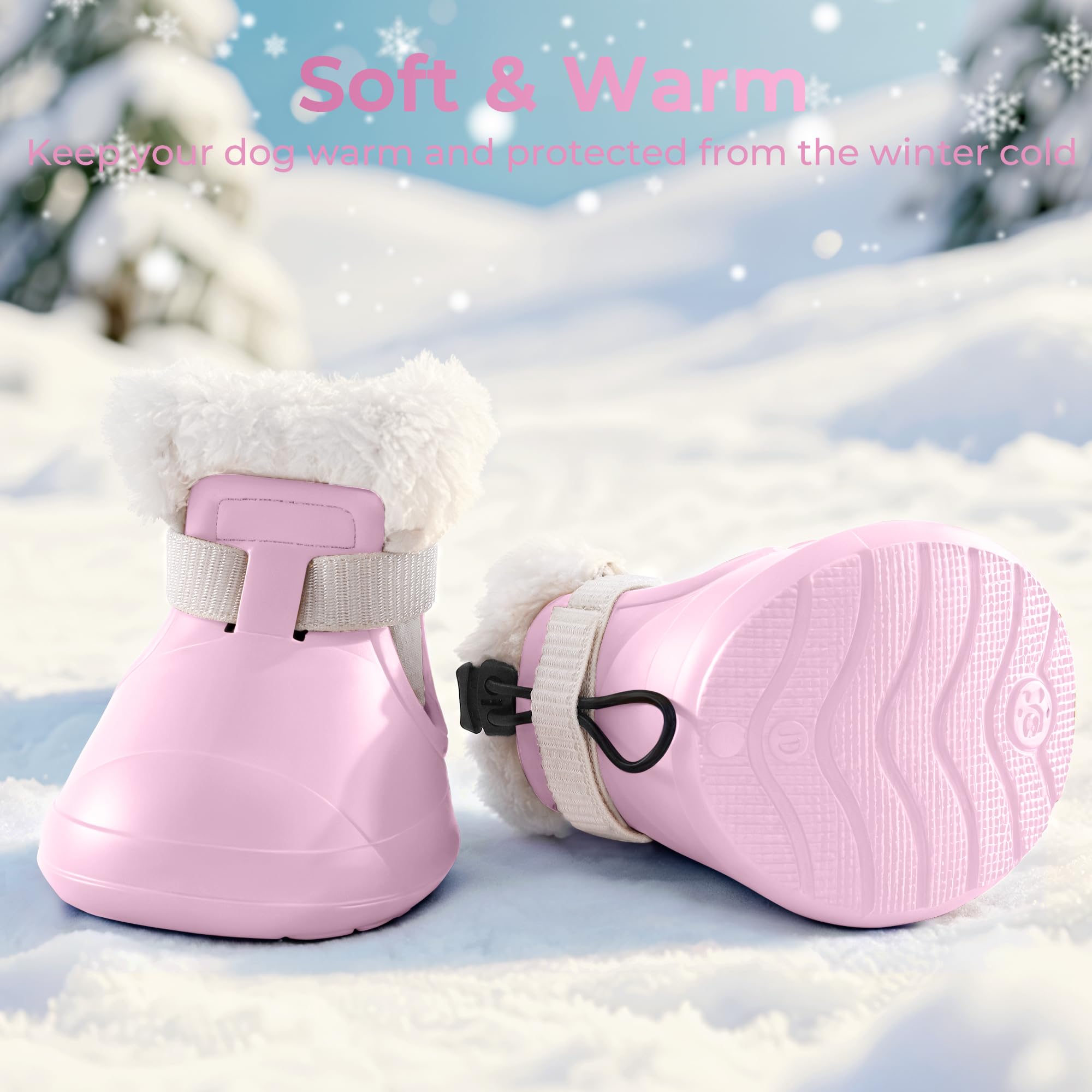 MUFEW pink dog shoes adjustable straps ensure secure fit during walks