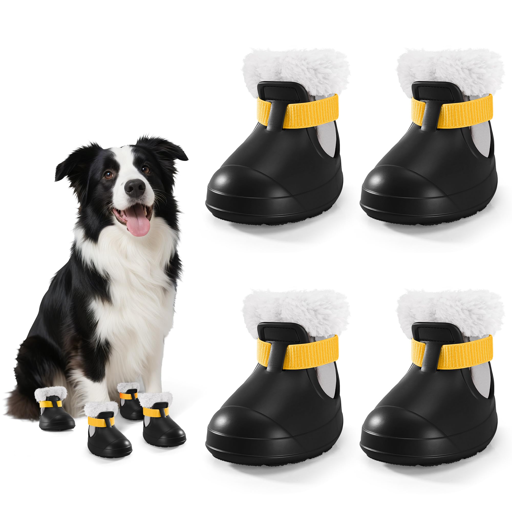 MUFEW dog shoes on paw showing anti-slip protection on icy surfaces