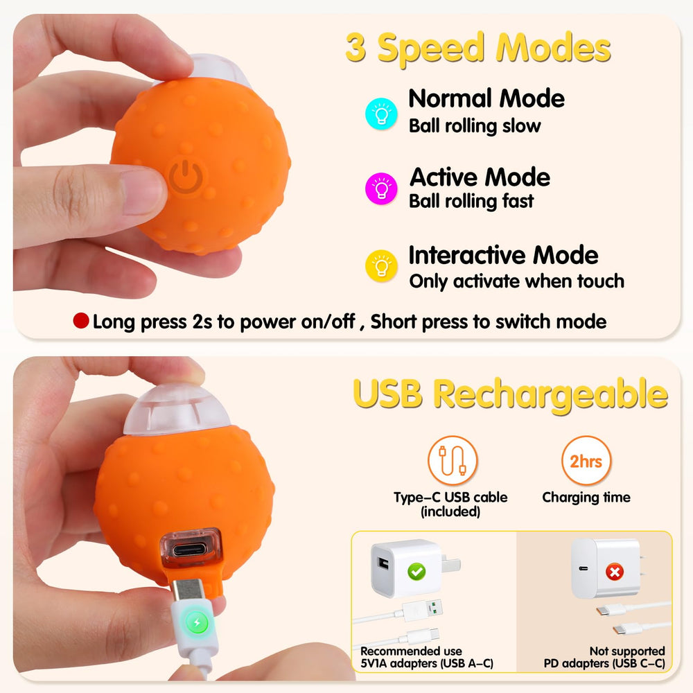 Muhhiba Interactive Cat Toy Ball in action on wood floor demonstrates smooth motion.