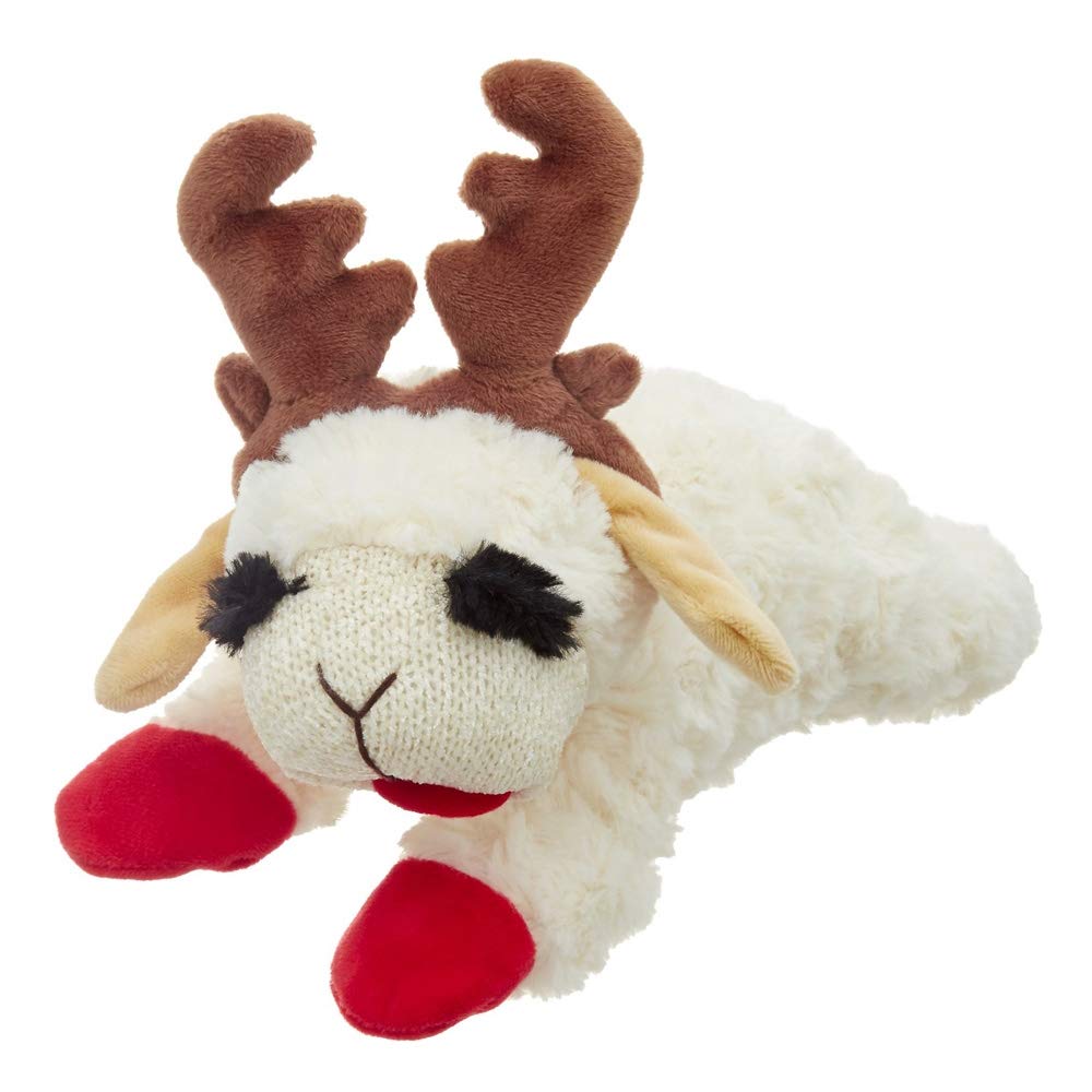Multipet Holiday Lambchop with Antlers front view for festive playtime