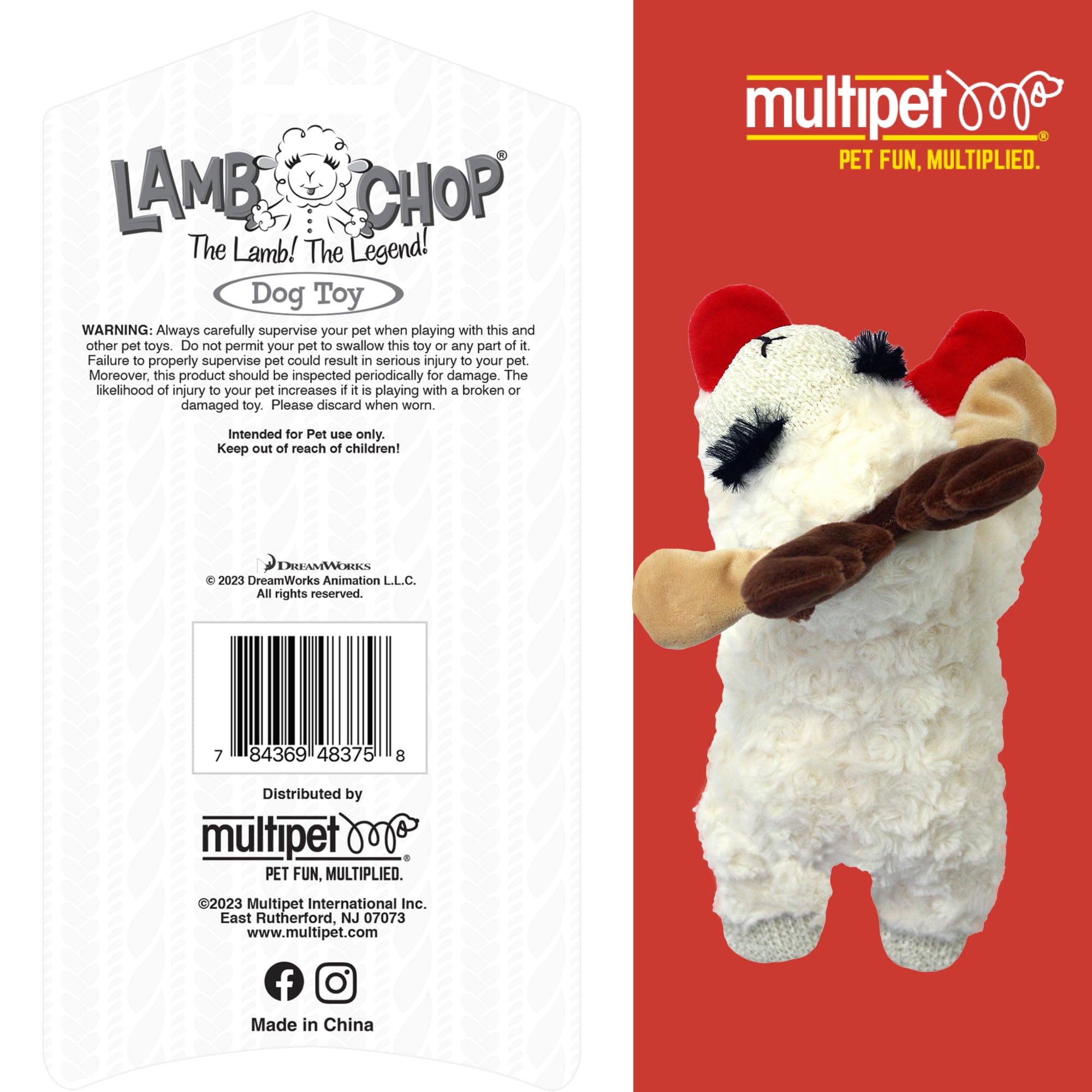 Multipet Lamb Chop 6-inch stuffed animal supports gentle play and companionship.