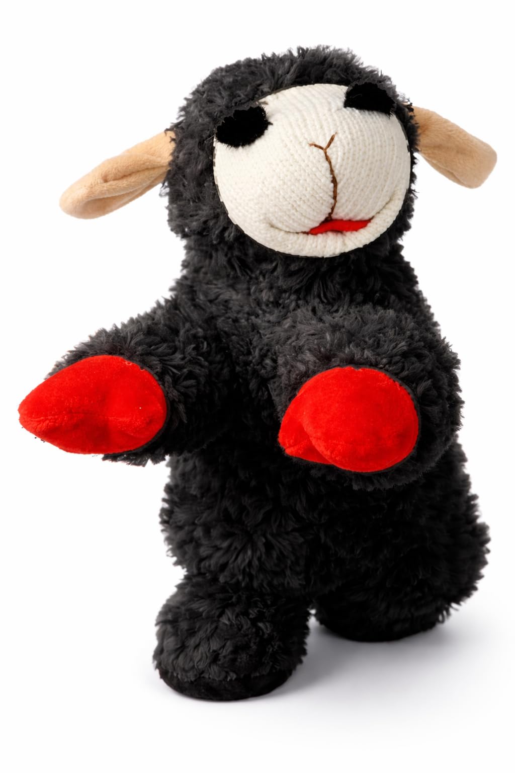 Multipet Lamb Chop dog toy front view highlights durable chew and squeak appeal