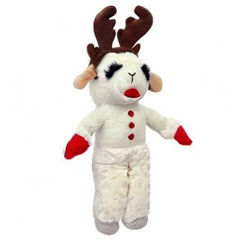 Multipet lamb chop plush toy squeaks for interactive bonding and chasing fun.