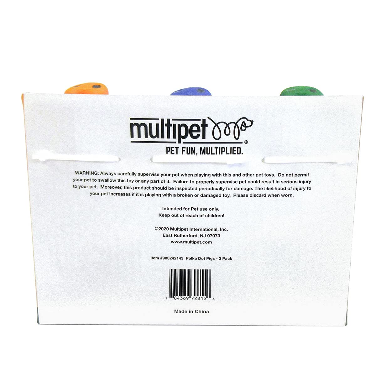 Multipet Polka-Dot Pigs latex dog toy set image 5: three-pack value for multiple dogs.