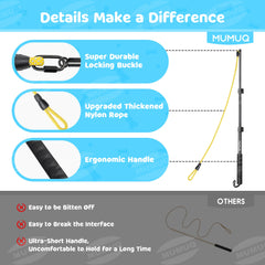 MUMUQ Dog Flirt Pole retractable mechanism showcased for adjustable reach during play.