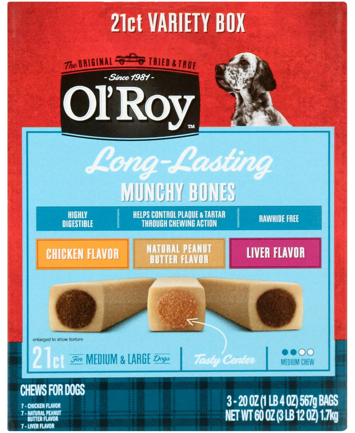Munchy Bone chicken chew supports healthy chewing habits with long-lasting texture.