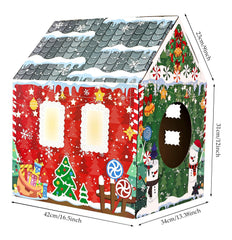 MUNILAIL Christmas Cat House interior offering roomy lounging space and peek-through windows.