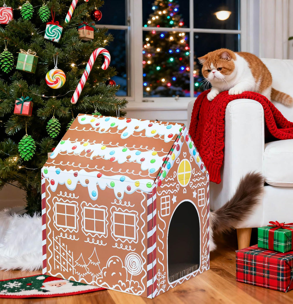 MUNILAIL Large cat house with accessible entry and triangular roof for easy navigation