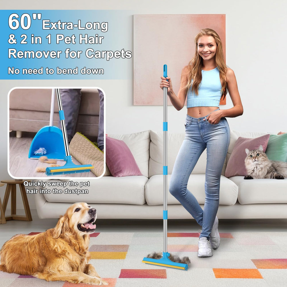 Mupapi 60inch adjustable handle car carpet rake enables easy reach for high-traffic areas.