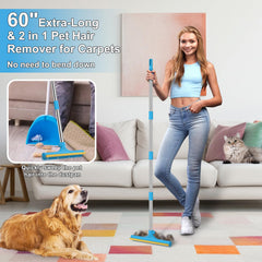 Mupapi 60inch adjustable handle car carpet rake enables easy reach for high-traffic areas.