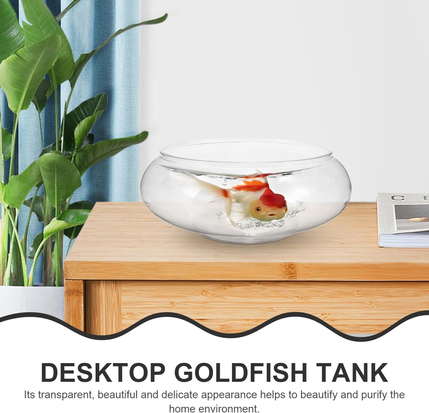 Musaner round planter plastic-container, easy small fish display and plant arrangement.