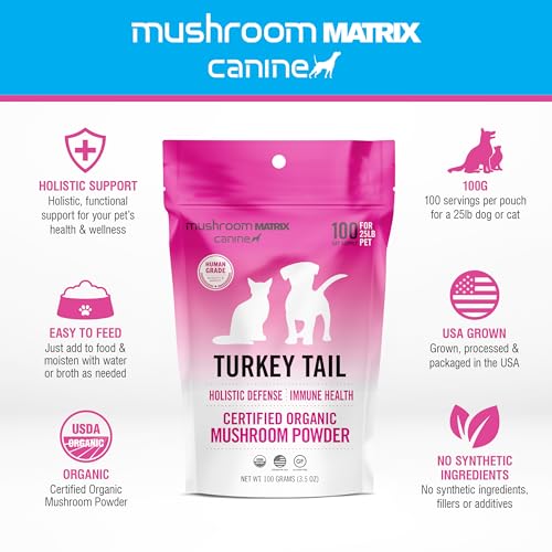 Mushroom Matrix pure functional mushroom powder turkey tail for a natural daily pet supplement
