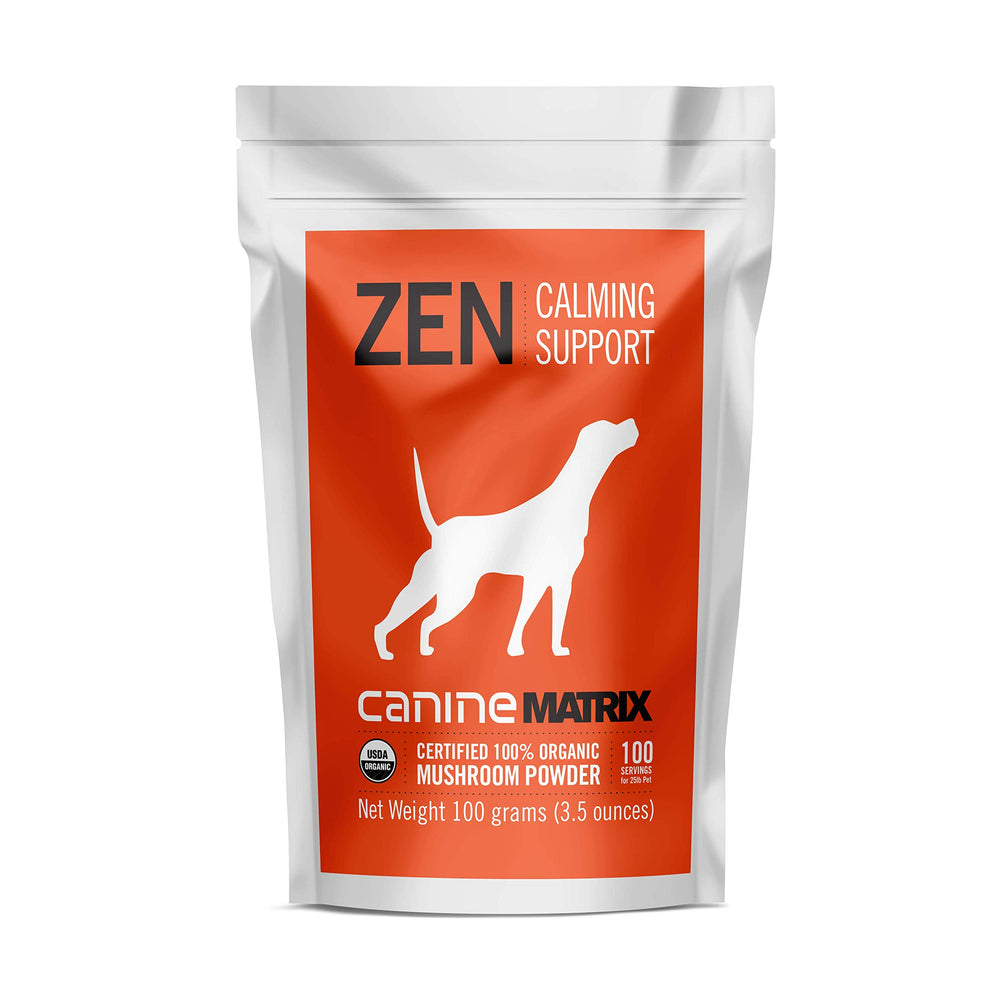 Mushroom Matrix Zen health tray features a serene, content pet.