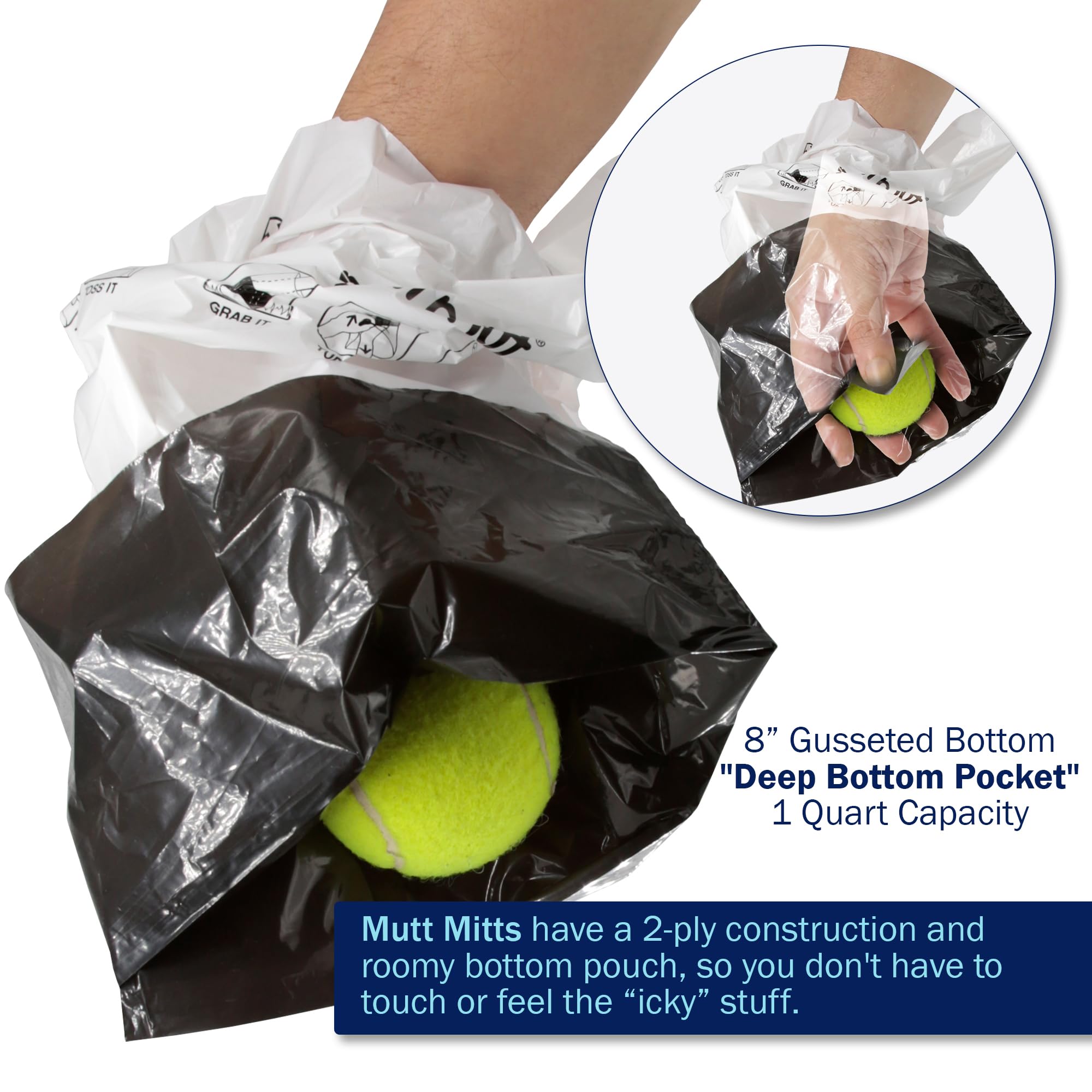Mutt Mitt 2-Ply mitten unscented label image—unscented bags for discreet pickups.