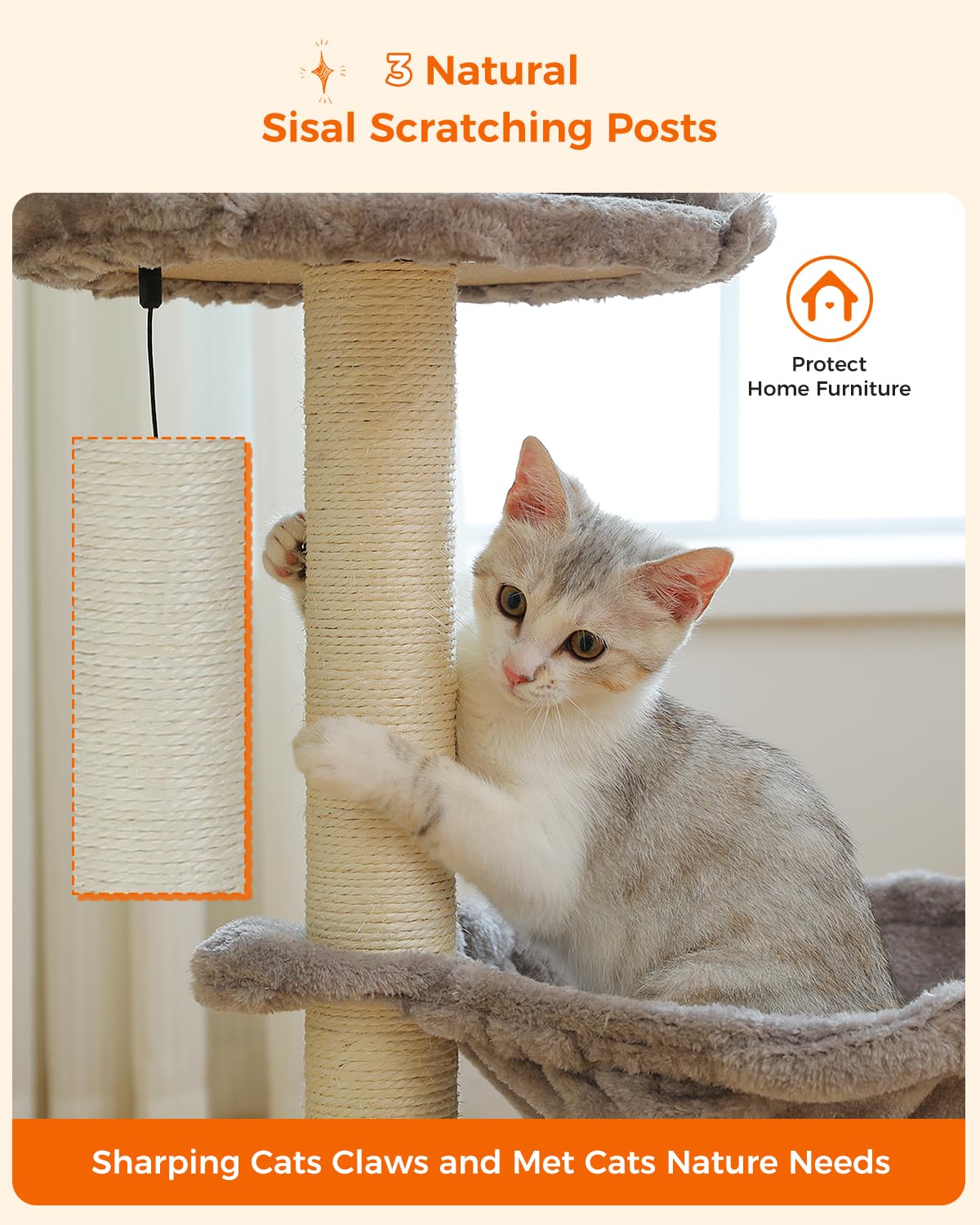 MUTTROS cat tree 28-inch large-base ensures stability during jumps and play.