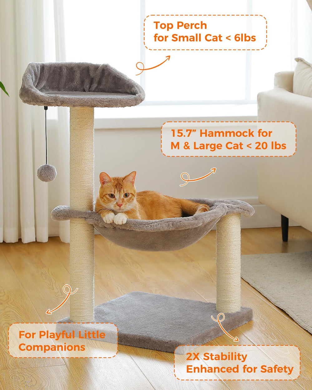MUTTROS cat tree 28-inch hammock focuses on lounging comfort and secure resting space.