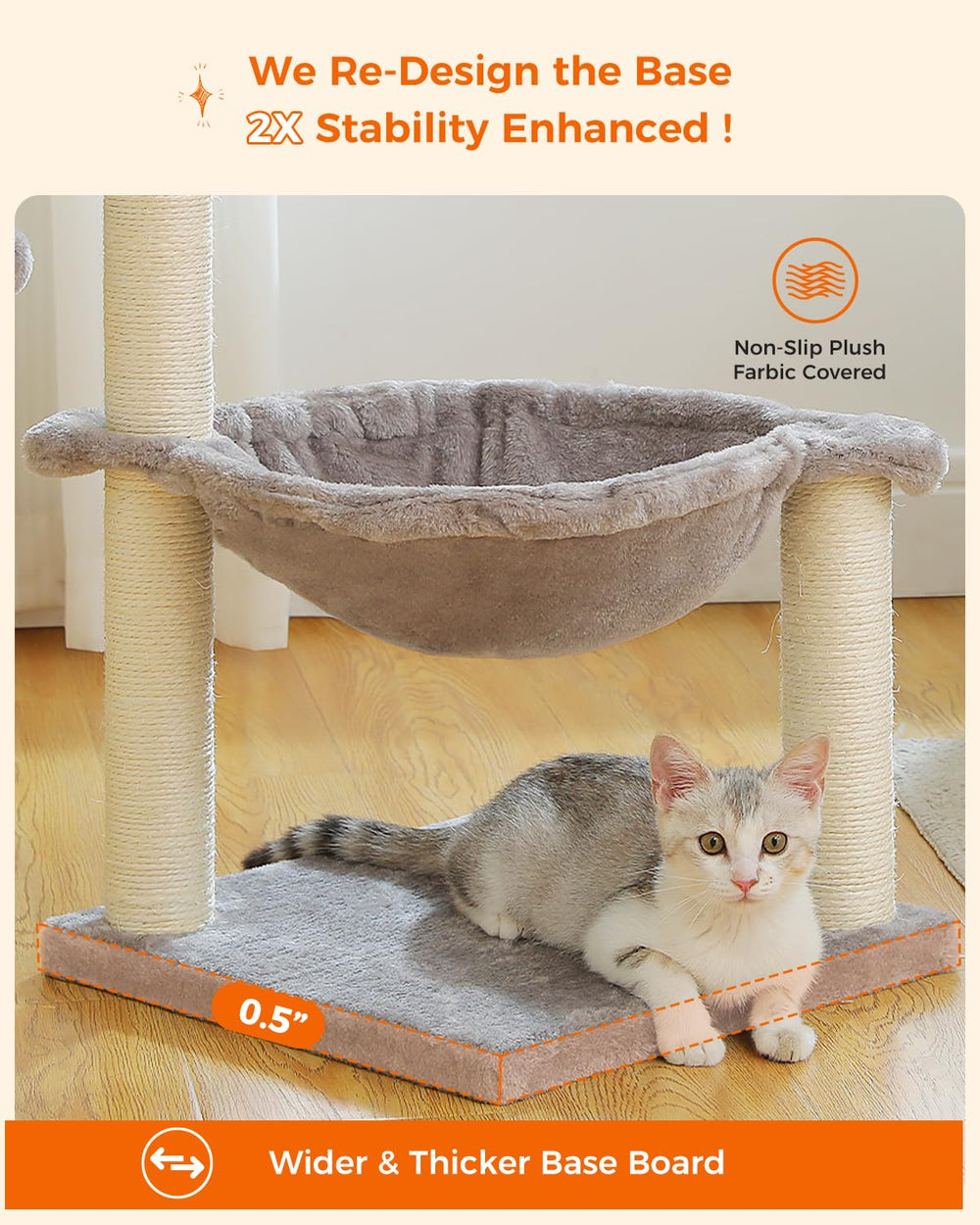 MUTTROS cat tree 28-inch self-groomer provides built-in massaging relief and grooming aid.