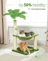 MUTTROS cat tree coconut leaves design—nature-inspired exploration surface.