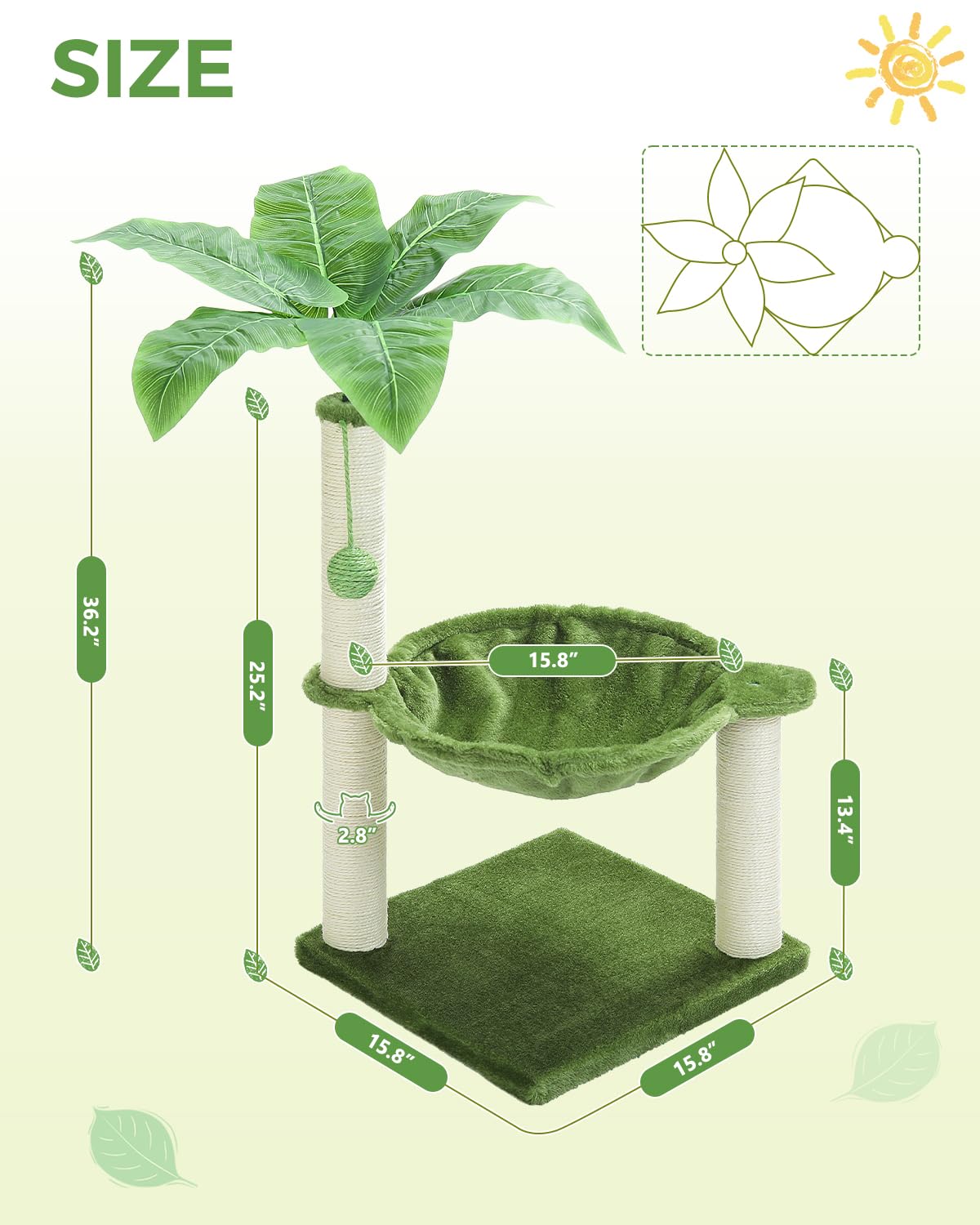 MUTTROS cat tree dangling ball—interactive toy stimulates activity.